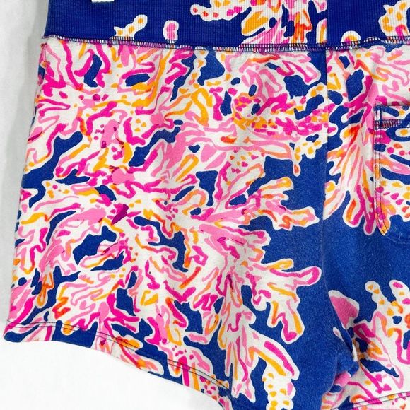 Lilly Pulitzer Small Shorts Yasmin Coral Print Blue Pink Pull On Pockets 1474 - Picture 6 of 9